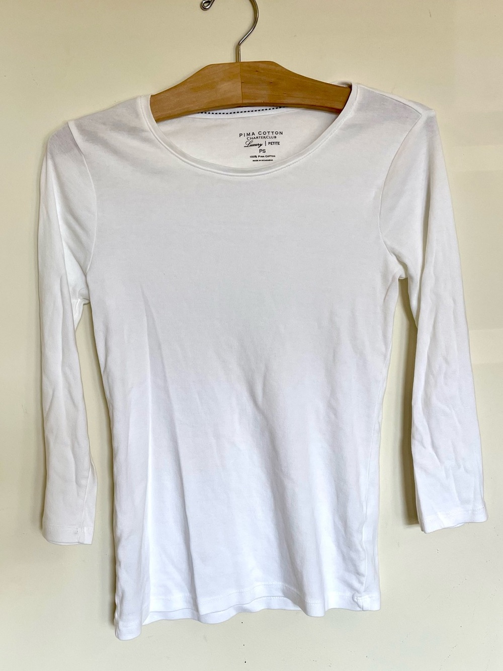 Charter Club White Long Sleeve Crewneck Tee
